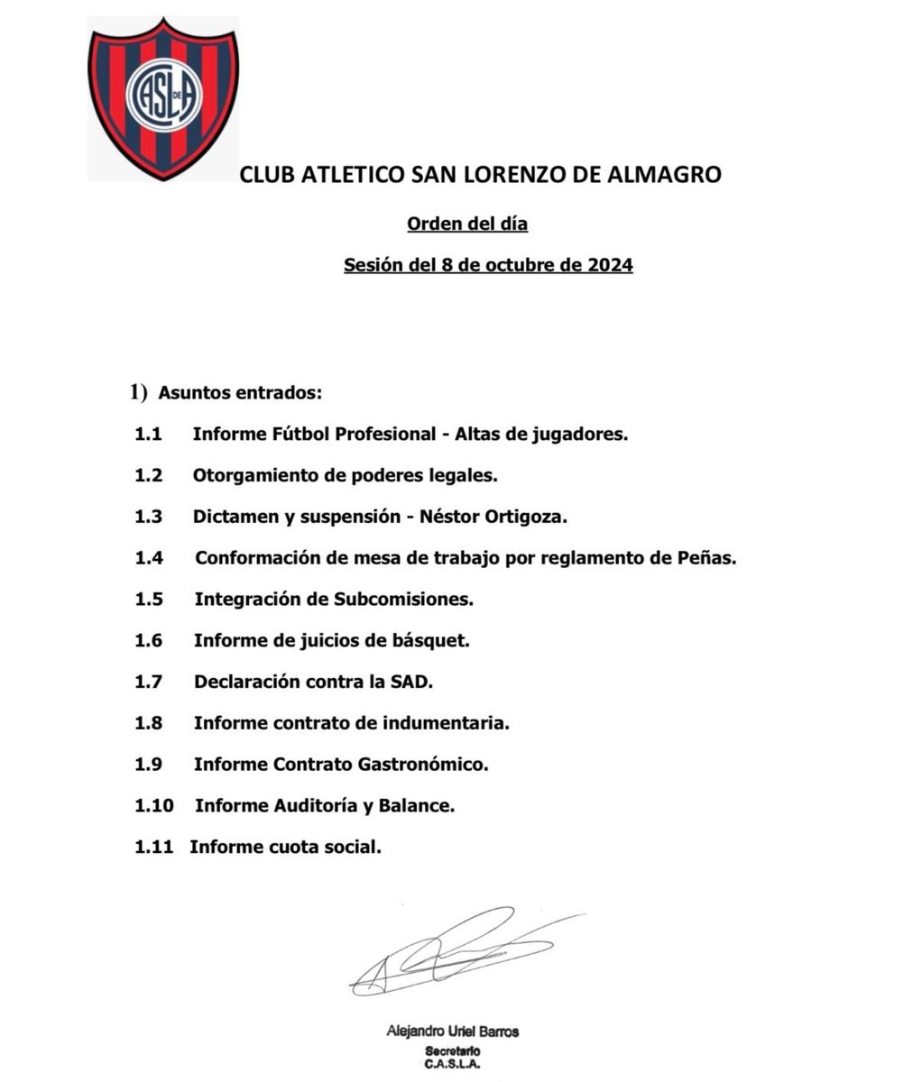 Confirmado: 
🗓️ Hoy a las 16:00 HS se llevará a cabo una nueva reunión de Comisión Directiva en el Palco del Estadio Pedro Bidegain.
La reunión es abierta a los socios del club.

Desde nuestra agrupación se solicitó tratar los asuntos: 

. 1.10 | Sobre el informe de auditoría y