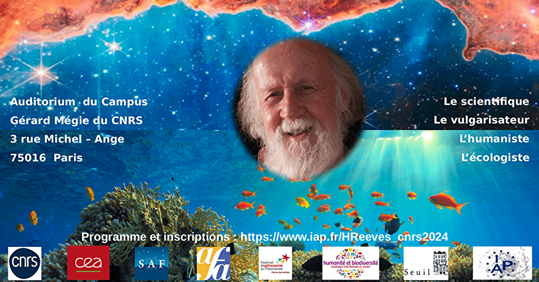 Le 18 octobre, le CNRS organise un colloque en hommage à Hubert Reeves 🌌, astrophysicien et vulgarisateur passionné. Rdv à l'Auditorium du Campus CNRS à Paris 📍, de 9h à 19h 🕘. Inscription gratuite obligatoire ✅! En savoir plus : humanite-biodiversite.fr/articles/15980…
