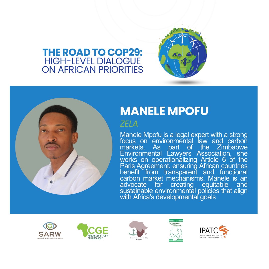 The_SARWatch's tweet photo. 🌍 As the world grapples with the urgent impacts of climate change, Africa stands at a crossroads, facing unique challenges and opportunities in the energy transition.

Tomorrow, at The Road to @COP29_AZ High-Level Dialogue, we will delve into these critical issues with leading experts: Prabhat Upadhyaya from the @AfricanClimateF , who will discuss the pressing need for climate finance; Romy Chevallier from @SAIIA_info , addressing the significance of the Loss and Damage Fund; and Manele Mpofu from the @ZELA_Infor , focusing on navigating carbon markets.

A strong emphasis will be placed on the fossil fuel dilemma: how can Africa phase out fossil fuels while ensuring a just transition for its communities?

Stay tuned for powerful insights and live updates as we tackle these vital topics and prepare for COP29! 🔥 #ClimateAction #EnergyTransition #FossilFuels #COP29