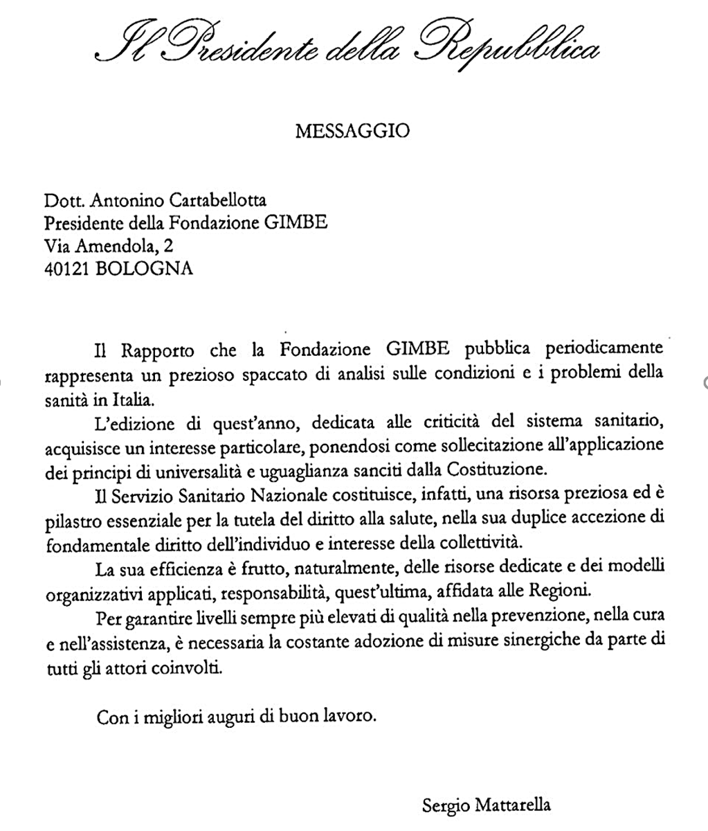Cartabellotta's tweet photo. Grazie Presidente #Mattarella 
La Fondazione #GIMBE continuerà a difendere strenuamente la #sanità pubblica 
#SalviamoSSN https://t.co/Yrpjr928Aj