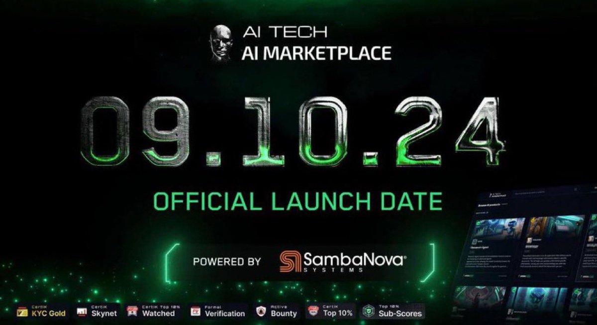 CryptoMiners_Co's tweet image. Big news! On October 9th, @AITECHio Solidus Ai Tech is dropping its game-changing AI Marketplace, powered by the one and only SambaNova Systems—Silicon Valley’s unicorn! 

This platform is about to revolutionize everything, giving you AI tools to boost your business and make life…