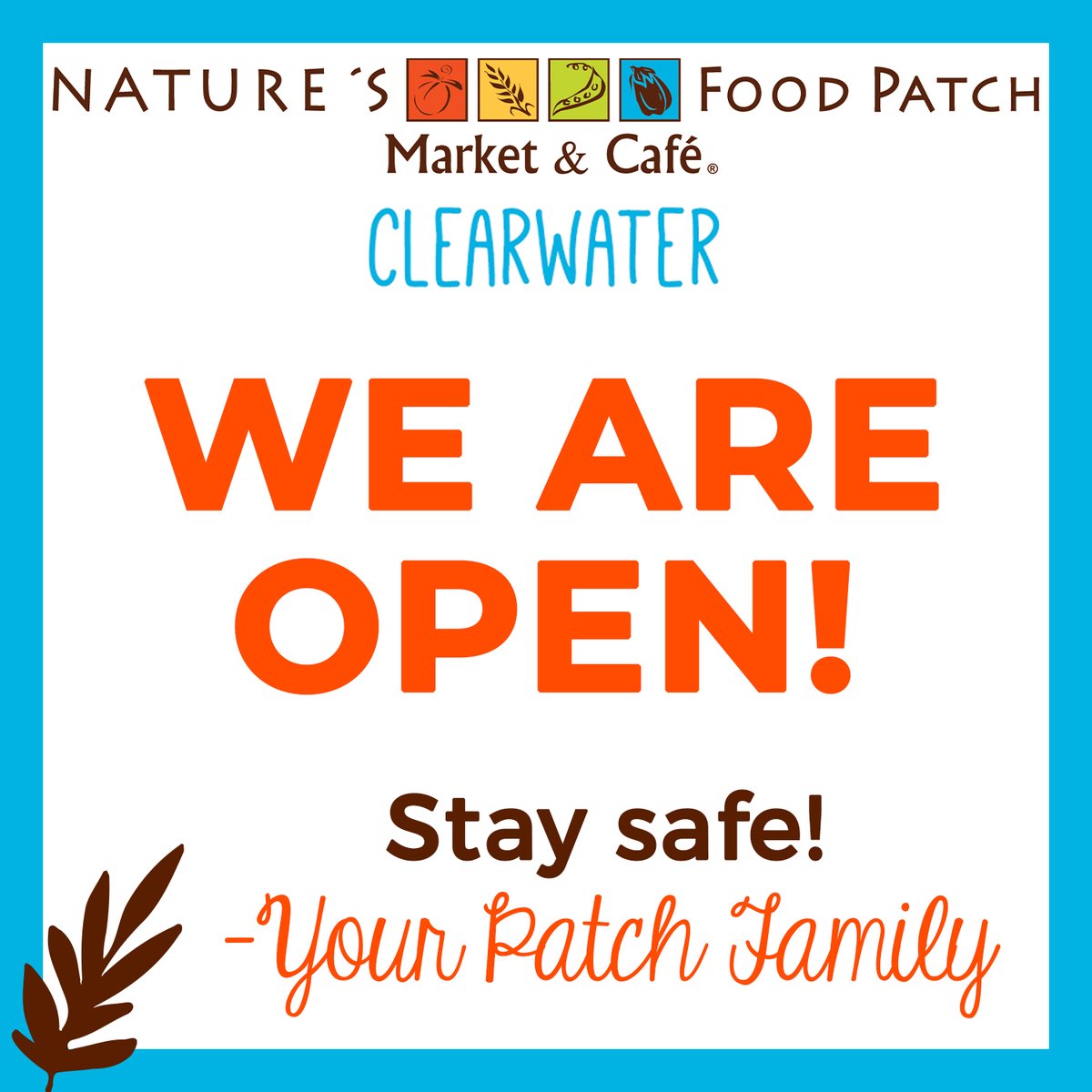 Our Dunedin store is now closed as we are in a mandatory evacuation zone. Nature's Food Patch in Clearwater remains open until further notice. Stay safe everyone!! #HurricaneMilton