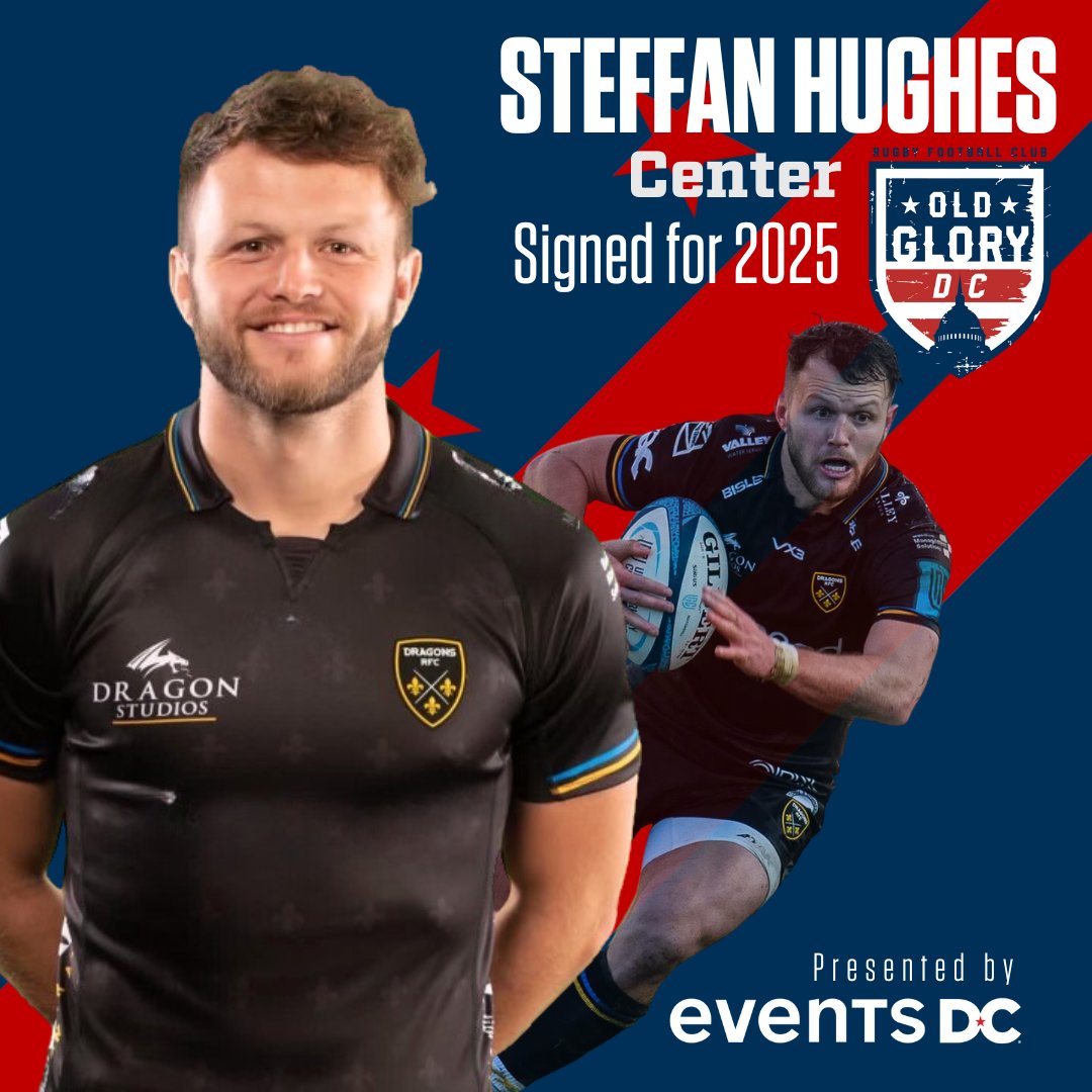 OldGloryDC's tweet photo. 🔥 Big news from OGDC! @steffhughes is joining us for 2025!

With 100+ games for #Scarlets, 38 for @Dragons, and 21 #Wales U20 caps, Steff’s ready to bring his leadership to DC!

BIG thanks to @EventsDC, our Official Events &amp; Cultural Partner! #UpTheFlags #Rugby #MLR https://t.co/hvW2r6XsOG