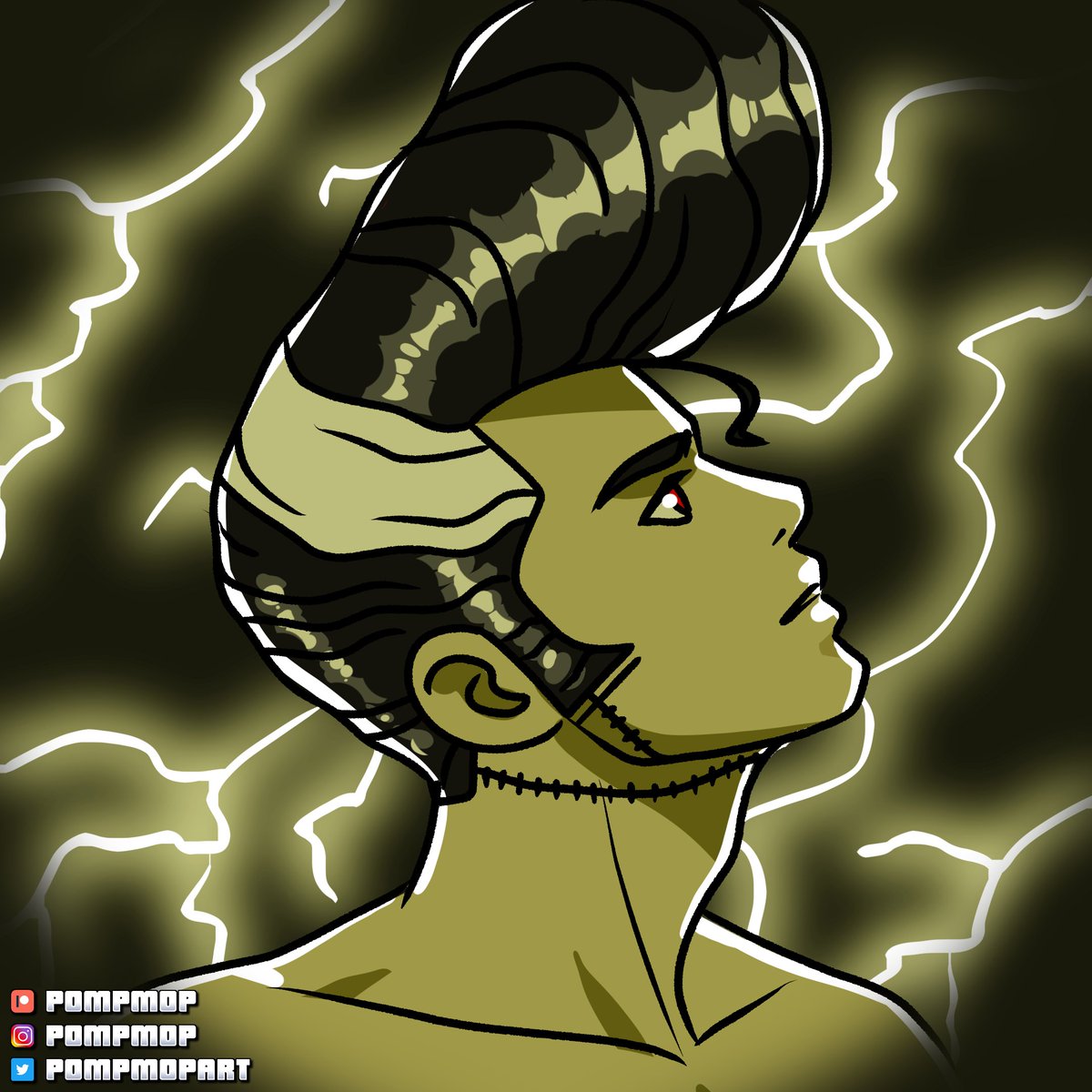 The Husband of Frankenstein, a male version of the Universal horror character, the Bride of Frankenstein.

Alternate descriptor: The BROde of Frankenstein 🤣

discord.gg/duXKgB6c
patreon.com/pompmop

#gayart #queerart #lgbtart #pompadour #greaser #baraart #frankenstein