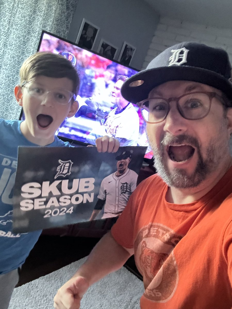 So happy to watch the Tigers big win with my 13 year old son (and new Tigers fan) #thenine