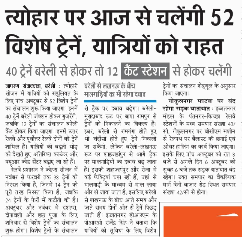 Izzatnagar Division, NER tweet media