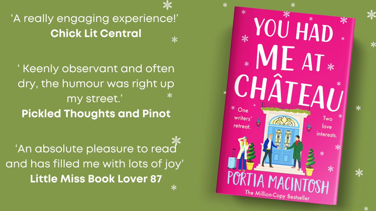 Thank you to <a href="/SaraLeaSteven/">Sara Steven</a>, <a href="/tigger1675/">Joanne</a> and <a href="/Littlemissbook6/">𝑽𝒊𝒌’𝒔 𝑩𝒐𝒐𝒌 𝑯𝒂𝒗𝒆𝒏</a> for their recent reviews on the #YouHadMeAtChateau by <a href="/PortiaMacIntosh/">Portia MacIntosh</a> #blogtour 

Buy now ➡️ mybook.to/hadmeatchateau…