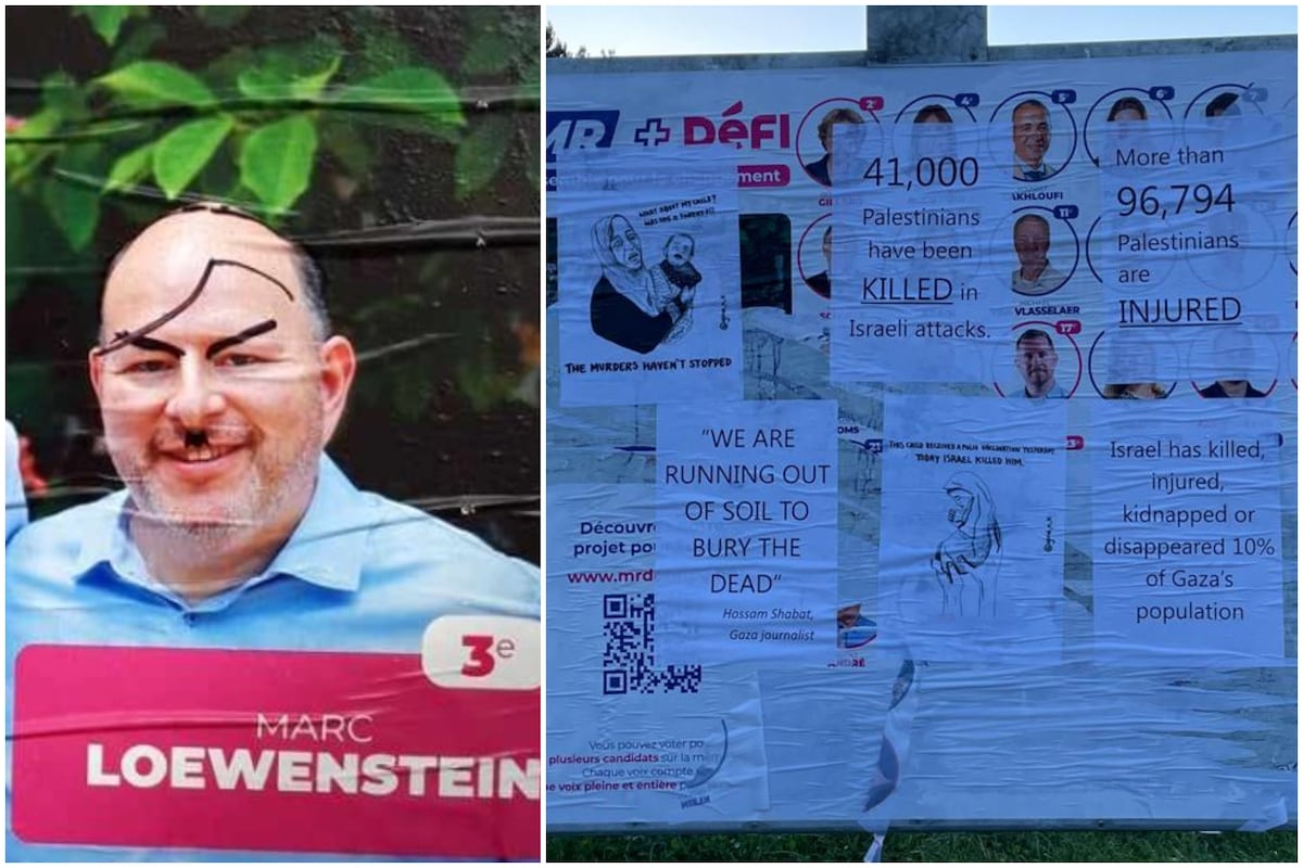 Les affiches électorales de Marc Lowenstein (Défi) victimes de dégradations à caractère raciste et antisémite : “Ces actes sont profondément abjects” dhnet.be/regions/bruxel…
