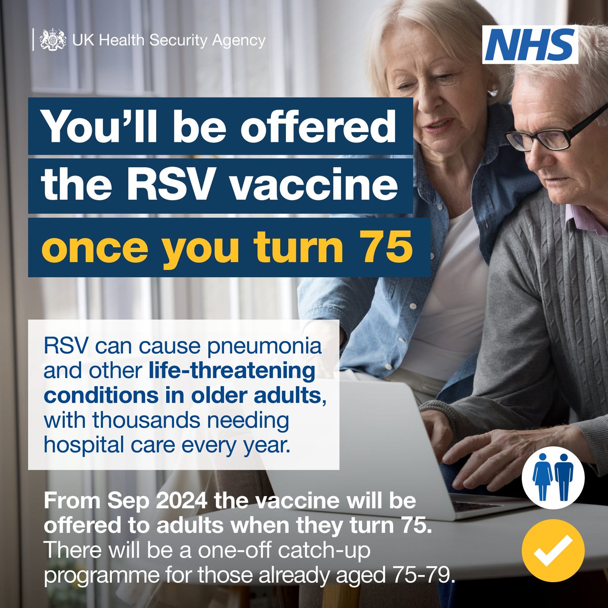 #RSV can cause pneumonia and other life-threatening conditions in older adults, with thousands needing hospital care each year. A vaccine is now offered to adults when they turn 75 and a catch-up programme for those already aged 75-79. Find  out more: ukhsa.blog.gov.uk/2024/07/17/wha…