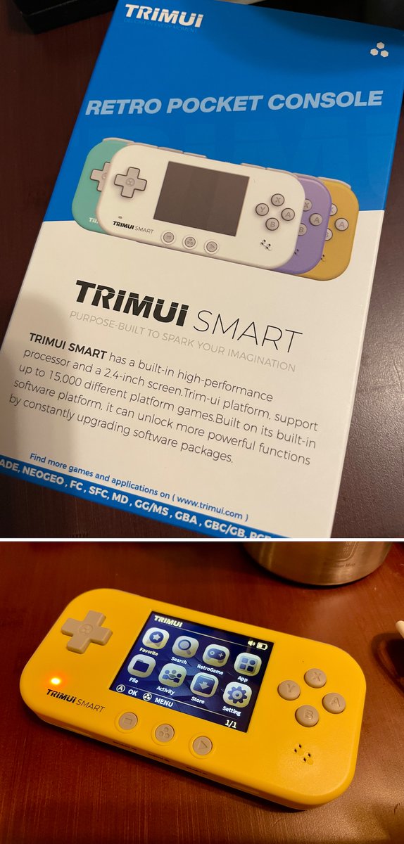 0_game_it's tweet photo. #trimui smart

着弾！

SDカードが無いモデルなので、まずはCFWを探してエミュをインストしよう😊 https://t.co/mZbGmgUx2m