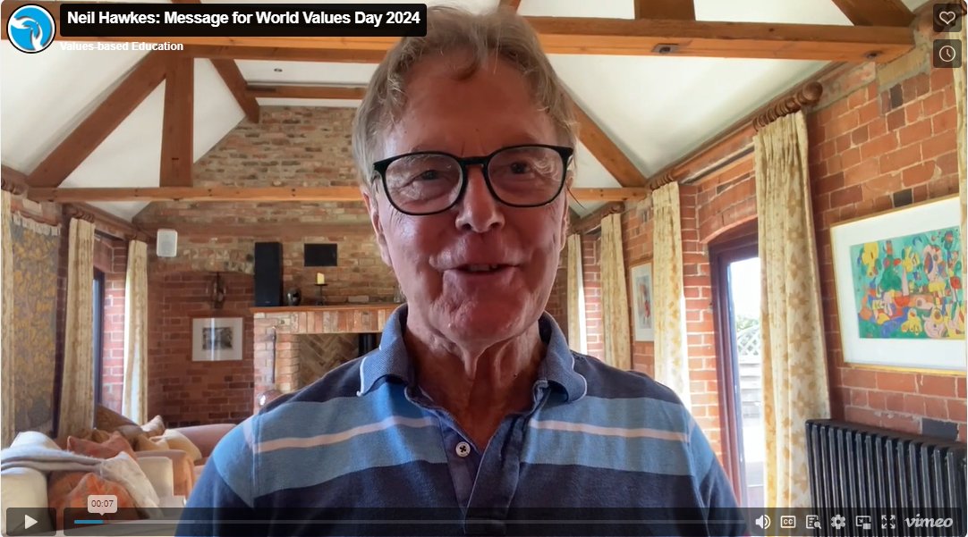 Neil Hawkes, founder of VbE, recorded an interesting 3-minute message for Meritton British International School in Thailand for World Values Day on 17 October. 

He shares three values that he commends for this year’s World Values Day

vimeo.com/1017163469?ts=…

#vbe