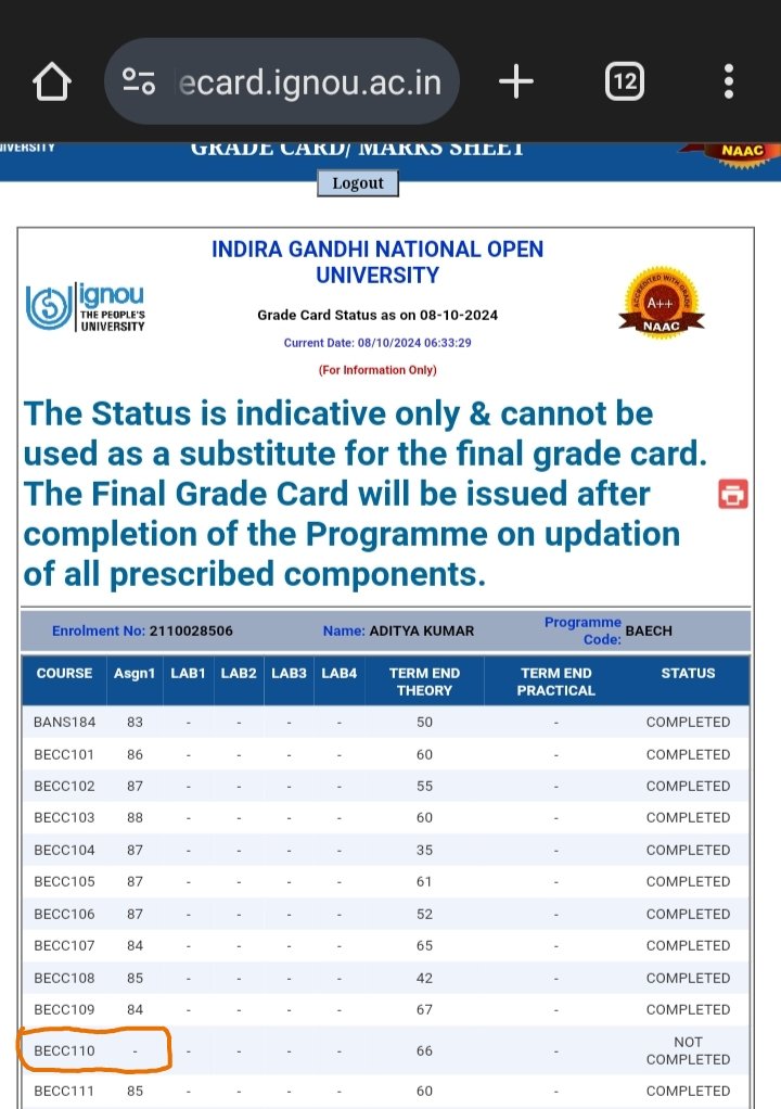 KanhaiAditya's tweet photo. @OfficialIGNOU More than 1.5 years ago, after I submitted my assignment, my marks were not updated. I have made several requests to the relevant departments, but they have not resolved my issue. I feel cheated . https://t.co/qZNBuobx9k