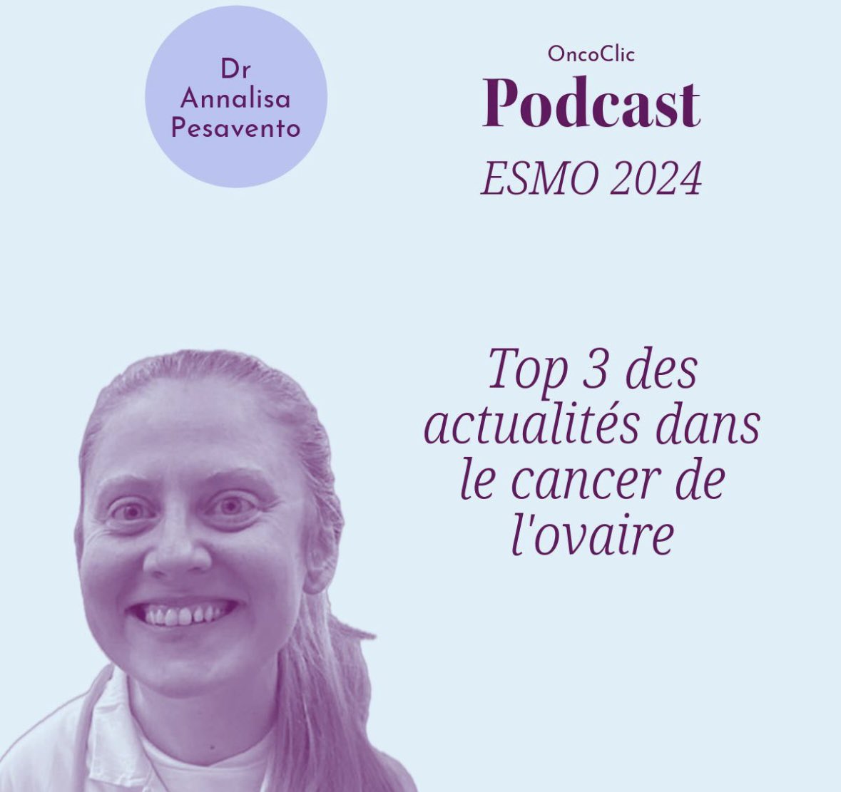 #Podcast 🎙️

Le top 3️⃣ des actualités dans les cancers de l’ovaire à l’#ESMO24 sélectionné par le Dr Pesavento, oncologue au CHU de Besançon 

📲 disponible dès maintenant sur votre [Espace Pro] 

#oncologie #actualites #ovariancancer <a href="/GSK_FR/">GSK_FR</a>