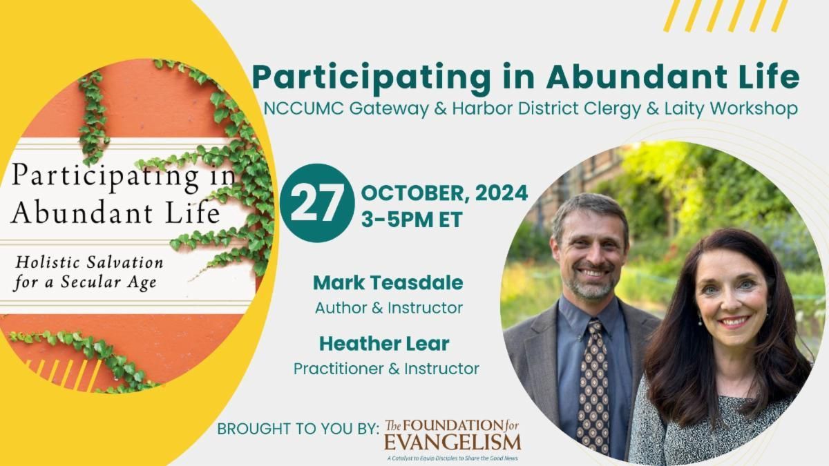 The Foundation will host a Participating in Abundant Life workshop for The North Carolina Conference of The UMC's Gateway and Harbor Districts. Laity and clergy encouraged to attend together (in person OR virtually) on Oct. 27, 3-5pm ET in Fayetteville! buff.ly/3U02iBg