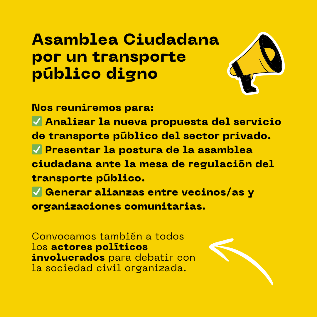 ComisionTP's tweet photo. 🚍 Tras 286 días y múltiples acciones, llegó el momento decisivo. Analizaremos la nueva propuesta del sector privado para el transporte metropolitano.

Asamblea Ciudadana:
📅 Miércoles 16/10, 18:30h
📍 Plazoleta del Mercado La Placita, Encarnación

#DecidimosTransporteDigno https://t.co/NAorldRsAH