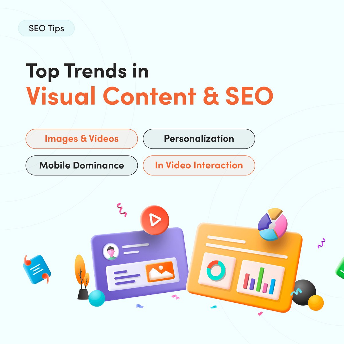 ThanksWeb's tweet image. Visual content is essential for SEO. It improves user experience, personalization enhances engagement, mobile optimization is crucial, and interactive elements boost rankings.

Contact us : 8141990085
Visit us : thanksweb.in

#thanksweb #socialmedia #branding #SEO