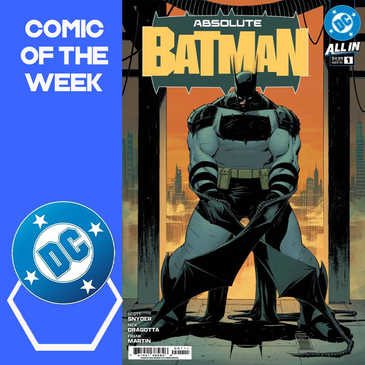 GeekyBrummie's tweet photo. Our #ComicoftheWeek is, of course, #AbsoluteBatman #1 by @Ssnyder1835 #NickDragotta #FrankMartin and #ClaytonCowles from @DCOfficial - DC's Absolute Universe kicks off with this radical reinvention of the Dark Knight ^KB https://t.co/pyRi2SC8SE https://t.co/TWQ3pmWvXo