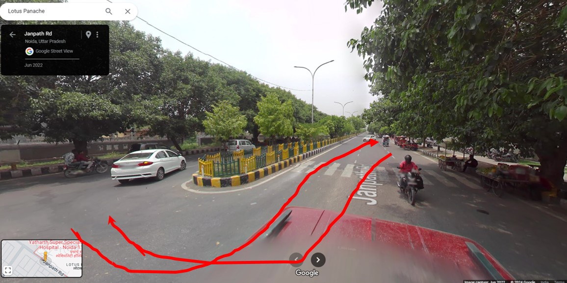 During the morning rush when the #Gate5 of #LotusPanache Sec 110 Nodia handles major outgoing traffic, vehicles coming from the wrong direction on #Janpath through the U-turn make things dangerously risky for commuters and school-going kids: is there a way out @noidatraffic