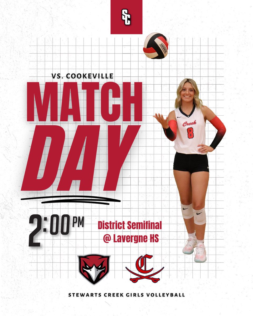 Redhawkvolleyball (@sc_volleyball13) on Twitter photo 🚨 7AAA District semifinal game vs Cookeville (at LaVergne) at 2pm! Let’s go Red Hawks‼️#schsvolleyball <a href="/CreekAthletics1/">TheCreekAthletics</a> <a href="/cecil_joyce/">Cecil Joyce</a> 🚨 7AAA District semifinal game vs Cookeville (at LaVergne) at 2pm! Let’s go Red Hawks‼️#schsvolleyball <a href="/CreekAthletics1/">TheCreekAthletics</a> <a href="/cecil_joyce/">Cecil Joyce</a>