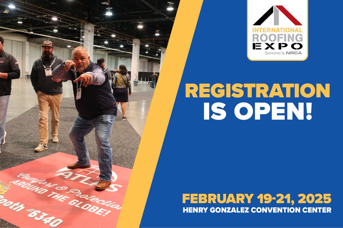 RoofingExpo's tweet image. 📷 **News Alert! 📷
Registration is officially OPEN for #IRE2025!
Join us in San Antonio from Feb. 19-21 for education, product sourcing, &amp;amp; networking. Elevate your career &amp;amp; expand your business. 
Register now: bit.ly/3NlMN2s
#roofing #exteriors #contractors