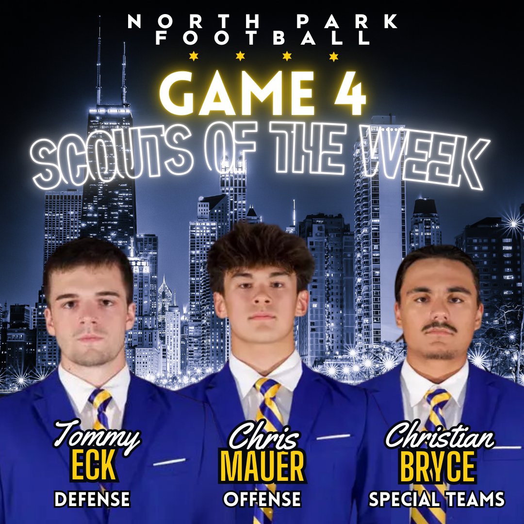Success is no accident! 

The team win on Saturday was directly impacted by the outstanding effort given during practice last week, led by these men. Congrats to our Scouts of the Week for Game 4!

#TheRightWay

@NPU <a href="/VikingsNPU/">North Park Vikings</a> <a href="/CoachRook/">Kyle Rooker</a>