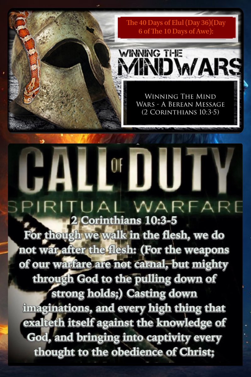 bbbthatsright's tweet photo. The 40 Days of Elul 2024 (Day 36)(Day 6 of The 10 Days of Awe): Winning The Mind - A Berean Message - 2 Corinthians 10:3-5:

https://t.co/pwApgT9t62

#SpiritualWarfare #Elul #ChristLife https://t.co/Ts17URpZze