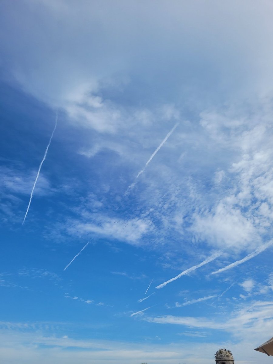 nogps1's tweet photo. Why are they spraying Florida ahead of Hurricane Milton?

What could possibly be the purpose unless nefarious... 
The sky was clearing after yesterday rains, but the aircraft started spraying to ensure maximum rainfall, just like they did over Asheville!
Crimes against humanity!!
#Milton #Helene
@GovRonDeSantis @LtGovNunez 
@FLSurgeonGen @catturd2 
@Demo2020cracy @Clearskiesinit 
@Tboo211 @Chemtrail101 @GodWins313 @FloridaSkyGal