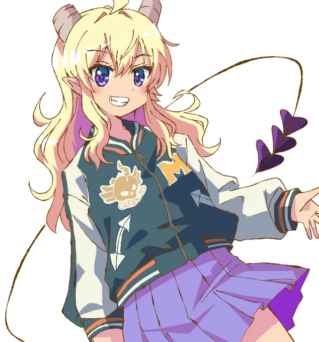 まぞくのクラファンサイトでスカジャンのデザインが公開されていたのでごせんぞに着てもらった#まちカドまぞく 