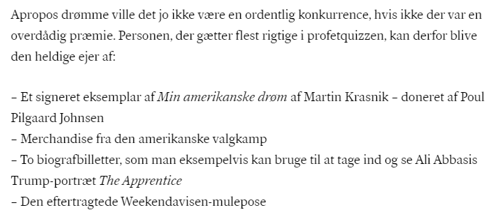 Så er der QUIZ QUIZ QUIZ QUIZ QUIZ om det amerikanske valg

Gæt med og vind et sandt drømmesæt af en præmie: weekendavisen.dk/spaa-om-det-am…