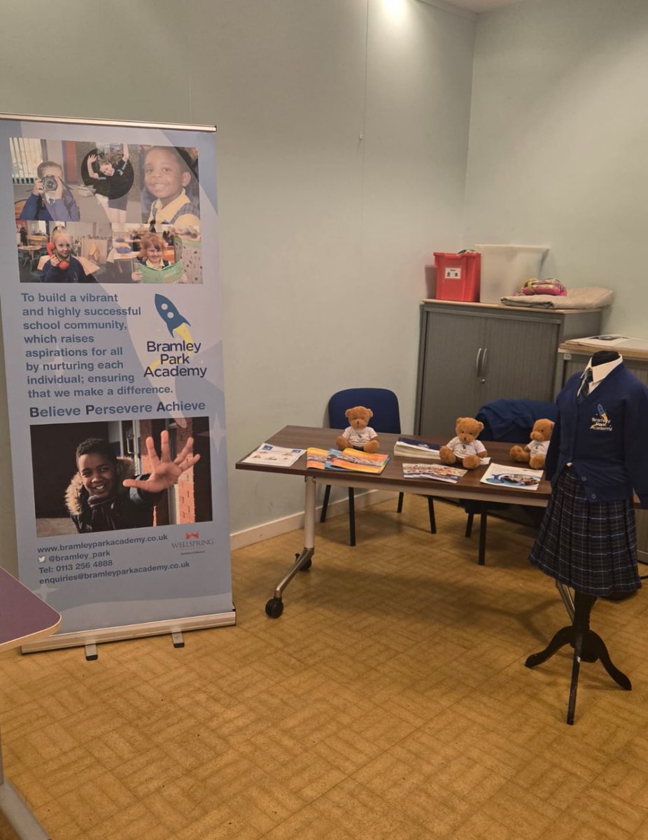 All set up at Bramley community centre. Looking forward to meeting prospective families. 🚀