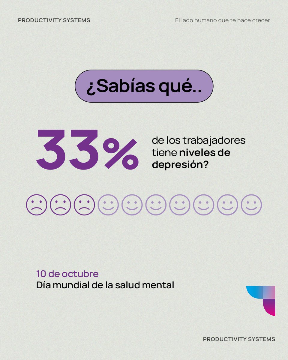 ProductivitySys's tweet image. Hoy es el Día Mundial de la Salud Mental y queremos recordarte que la salud mental es esencial en el entorno laboral, y todos debemos actuar para protegerla.

¿Cómo apoyas la salud mental en tu lugar de trabajo?

#saludmentaleneltrabajo #diamundialdelasaludmental