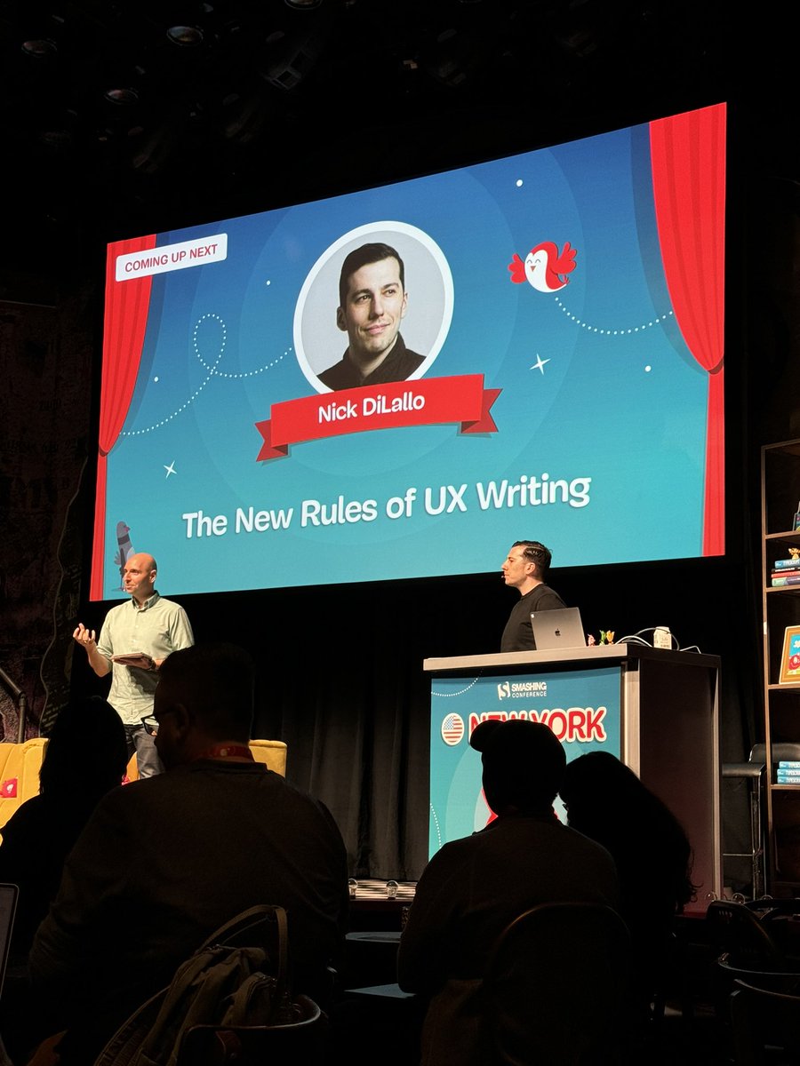 softwaredone's tweet image. #SmashingConf @nickdilallo presentation was fire!
He opened my eyes to pay attention to words as UI #ux #ui #writing