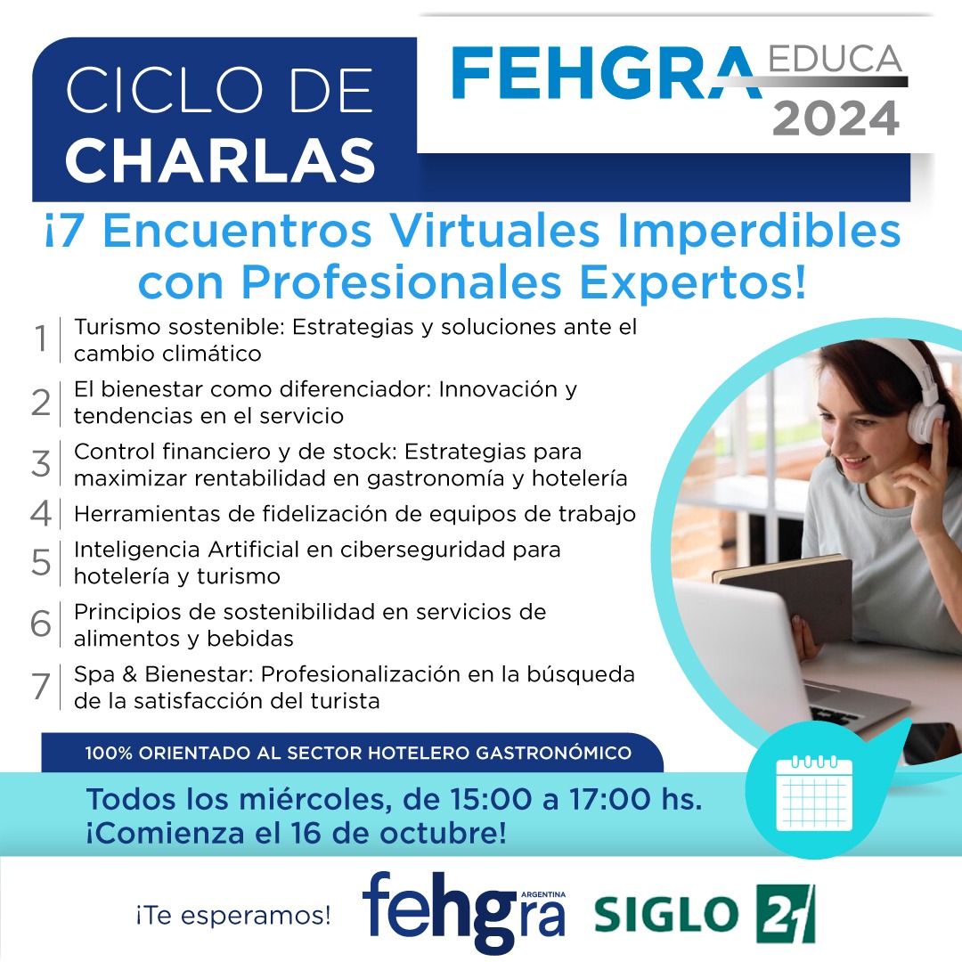FEHGRA EDUCA te invita a un Ciclo de Charlas Virtuales ✨

📅 Siete encuentros con expertos de la Universidad Siglo 21

⏰ Horario: 15:00 a 17:00 h
💻 Modalidad: Virtual
🔗 Inscribite: questionpro.com/t/AY4wFZ4CAC

Informes: informes@fehgra.org.ar