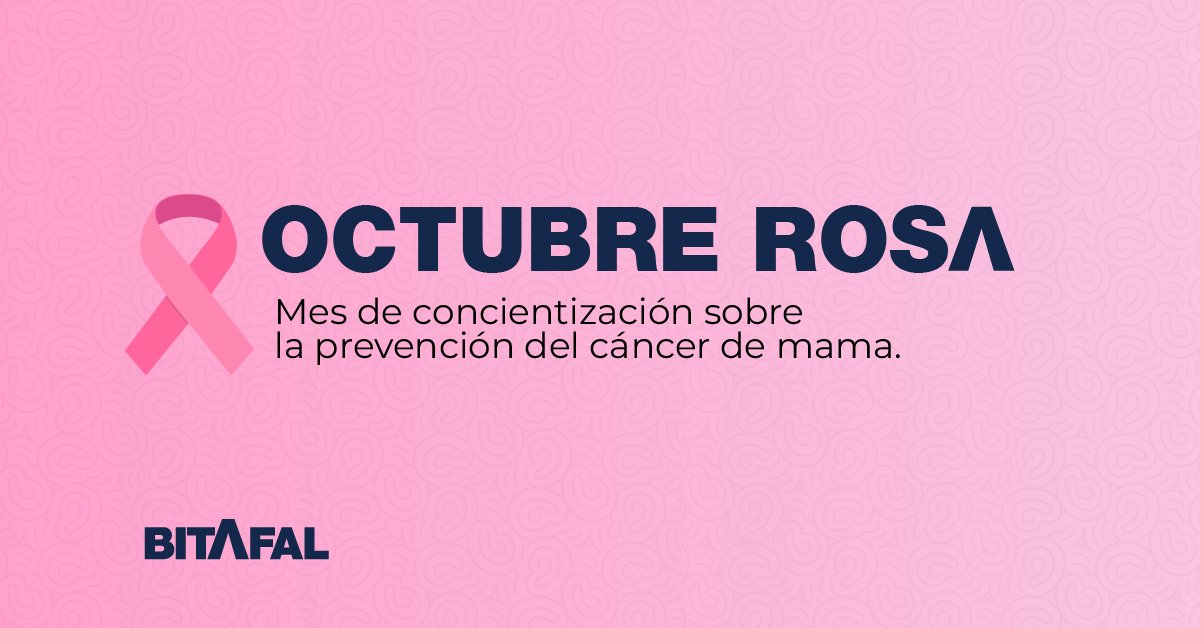En Bitafal nos unimos a la campaña "Octubre Rosa" para tomar conciencia sobre la importancia de la prevención del cáncer de mama. La detección temprana es vital.   

¡Juntos, promovamos la salud y la prevención!