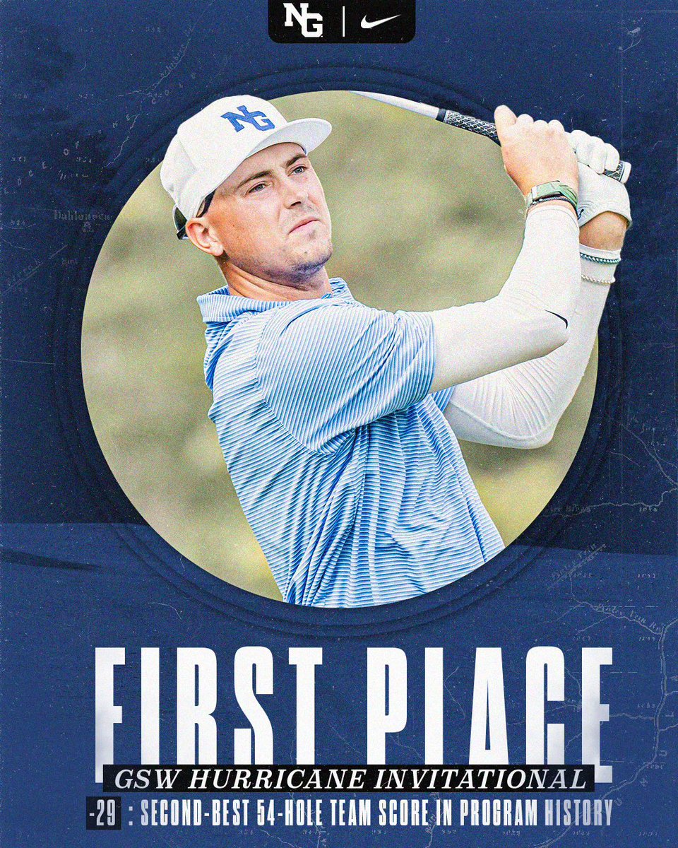 UNGMGolf's tweet photo. The Nighthawks win the GSW Hurricane Invitational behind the 2nd best 54-hole team score in program history!!
@jwvajda finishes as the individual medalist at -10!! #HawkedEm https://t.co/kkGrw6rull