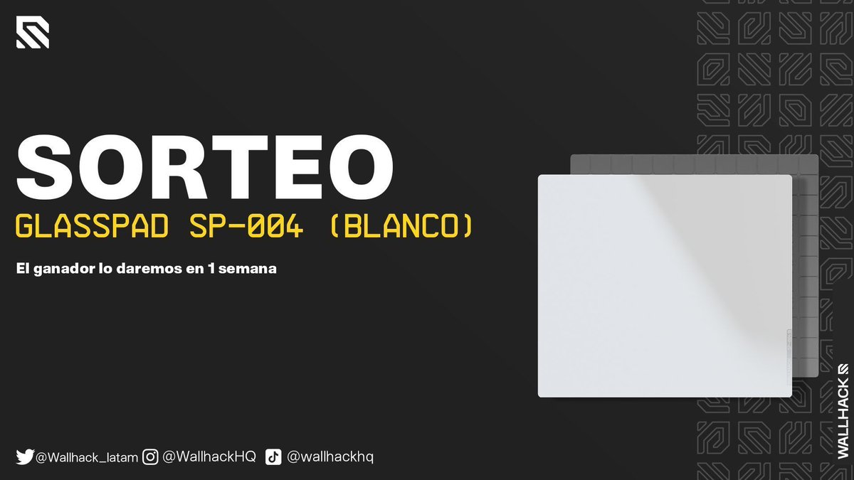 Con WALLHACK estamos haciendo un sorteo para que se lleven este glasspad blanco súper recomendado 

Los requisitos son:
- Seguir a <a href="/WALLHACK_LATAM/">WALLHACK LATAM</a> y a <a href="/DanDryad/">Dryad</a> 
- Dar RT y like al tweet
- Etiquetar a una persona

Buena suerte a todos :)