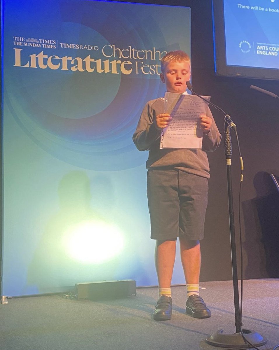 Thrilled to see our talented children proudly reading their incredible writing at the Cheltenham Literature Festival. What an inspiring experience! 🌟