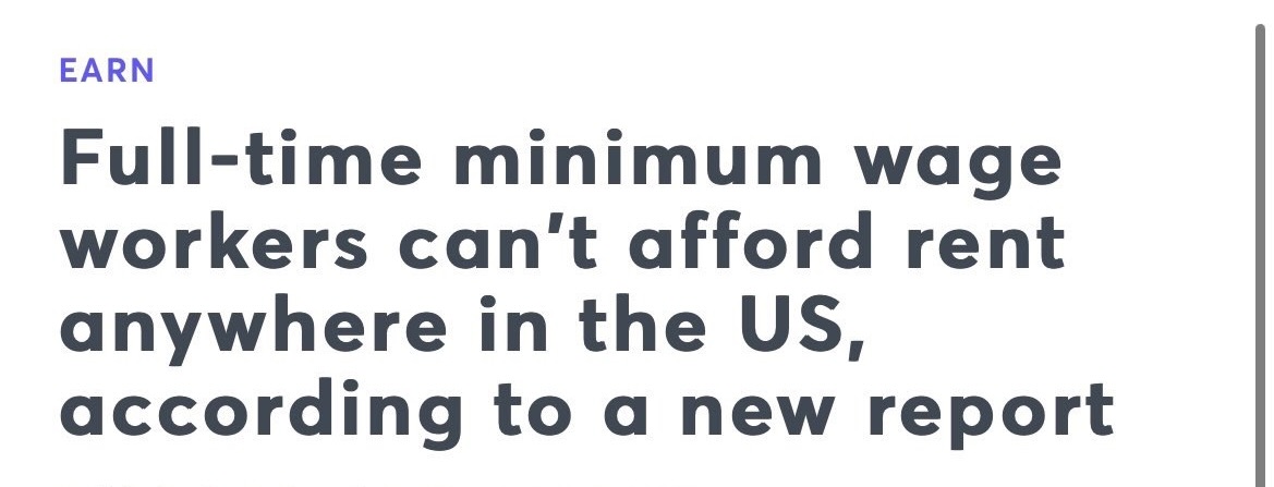 brian_goldstone's tweet photo. Today there isn't a single city, county, or state in America where a full-time worker earning the local minimum wage can afford a two-bedroom apartment.

11.4 *MILLION* poor households are now classified as "severely cost-burdened," spending 78% of their income on rent alone. https://t.co/lqhuXaaSWE