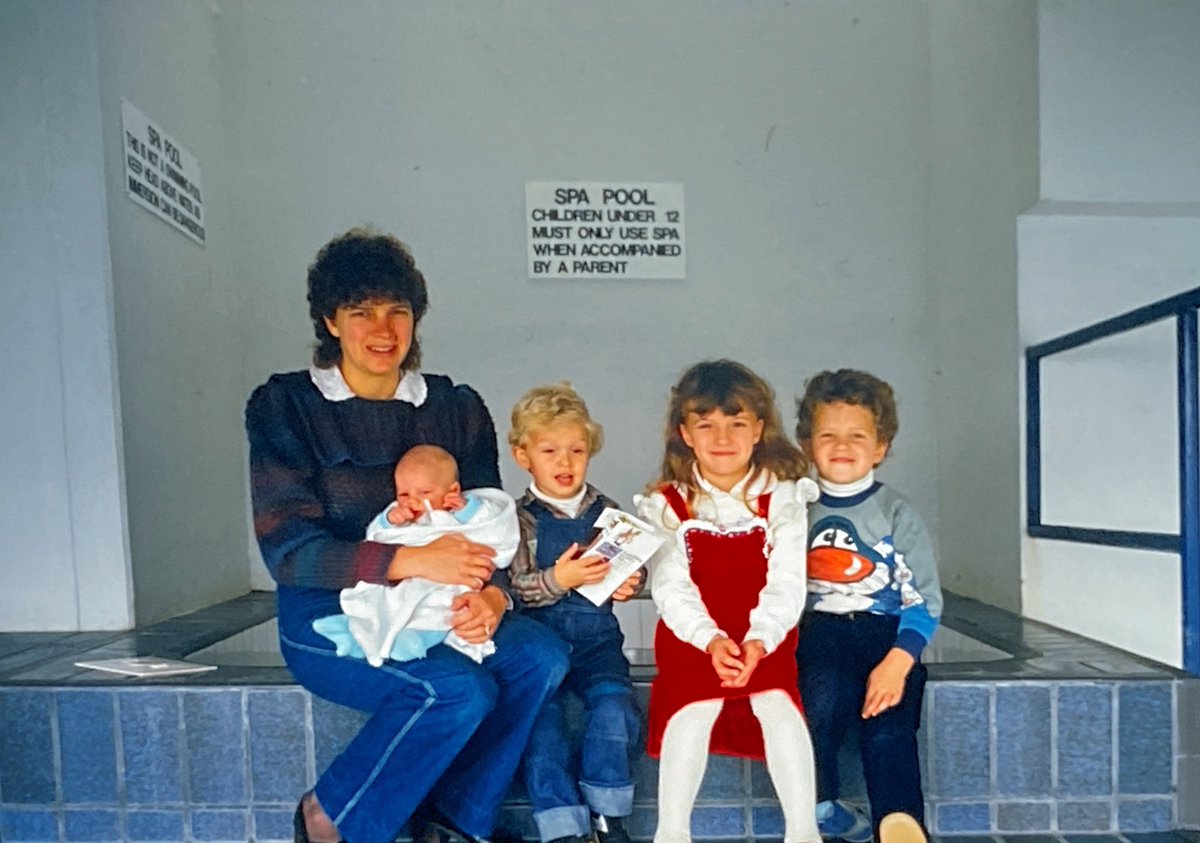RebeccaStJames's tweet image. I’ve been going through so many of my childhood pictures for our book Lasting Ever!  Here’s a picture of Mum and four of us Smallbone kids soon after Joel was born.