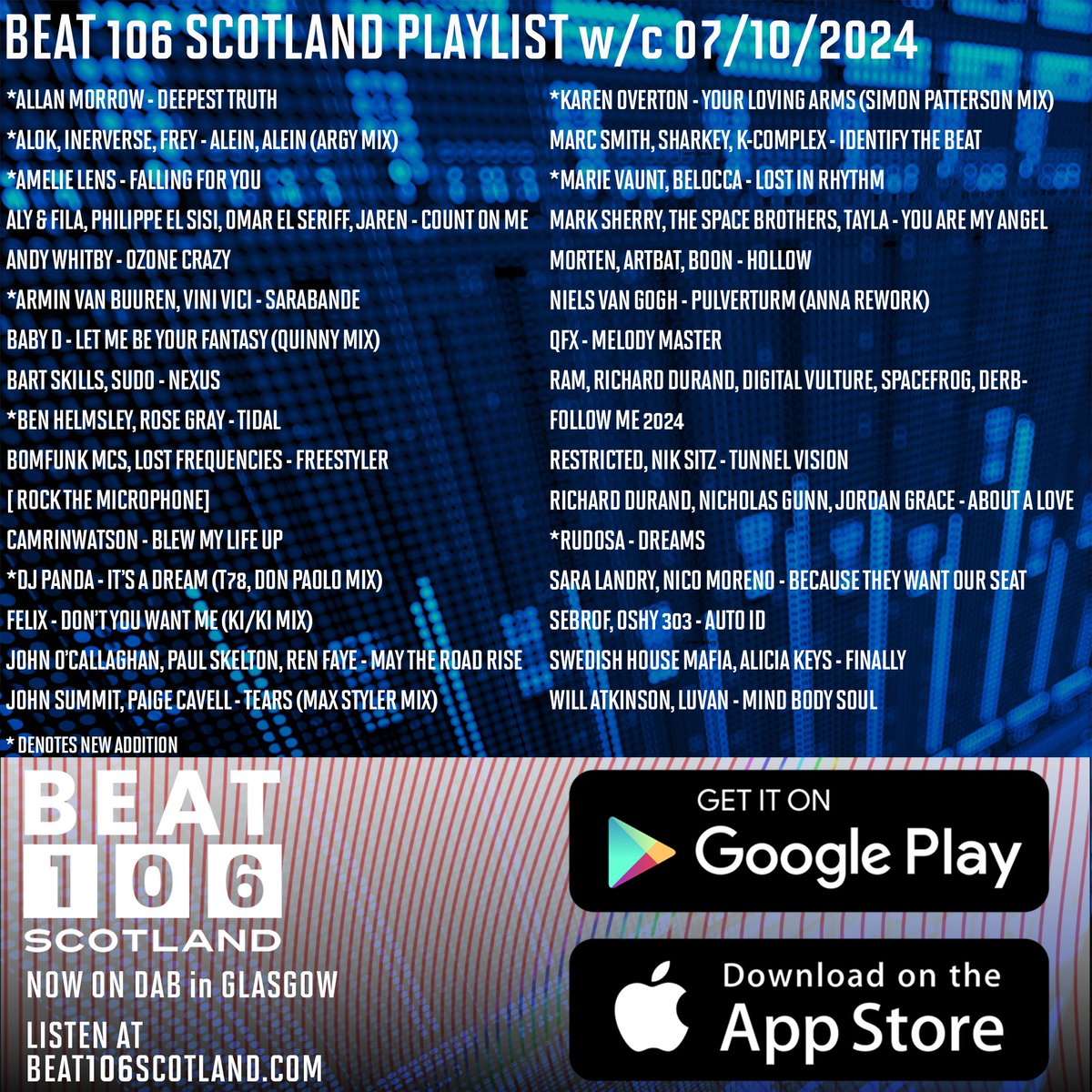Beat 106 Scotland www.beat106scotland.com (@beat106scotland) on Twitter photo It's the <a href="/beat106scotland/">Beat 106 Scotland www.beat106scotland.com</a> playlist with adds for...
<a href="/allanmorrow_/">Allan Morrow</a> <a href="/alokmusic/">alokmusic</a> <a href="/InnerverseMusic/">Innerverse Music</a> <a href="/Argymusic/">ARGY</a> <a href="/AmelieLens/">Amelie Lens</a> <a href="/arminvanbuuren/">Armin van Buuren</a> <a href="/vinivicimusic/">Vini Vici</a> <a href="/RudosaMusic/">Rudosa</a> <a href="/benhemsley/">Ben Hemsley</a> <a href="/rosegray_/">☆*:. 。Rose Gray 。.:*☆</a> <a href="/djpanda510/">RAW | DJ PANDA</a> @t78music @donpaolodj <a href="/Sipatterson/">Simon Patterson</a> <a href="/MarieVaunt/">Marie Vaunt</a> @beloccadj It's the <a href="/beat106scotland/">Beat 106 Scotland www.beat106scotland.com</a> playlist with adds for...
<a href="/allanmorrow_/">Allan Morrow</a> <a href="/alokmusic/">alokmusic</a> <a href="/InnerverseMusic/">Innerverse Music</a> <a href="/Argymusic/">ARGY</a> <a href="/AmelieLens/">Amelie Lens</a> <a href="/arminvanbuuren/">Armin van Buuren</a> <a href="/vinivicimusic/">Vini Vici</a> <a href="/RudosaMusic/">Rudosa</a> <a href="/benhemsley/">Ben Hemsley</a> <a href="/rosegray_/">☆*:. 。Rose Gray 。.:*☆</a> <a href="/djpanda510/">RAW | DJ PANDA</a> @t78music @donpaolodj <a href="/Sipatterson/">Simon Patterson</a> <a href="/MarieVaunt/">Marie Vaunt</a> @beloccadj