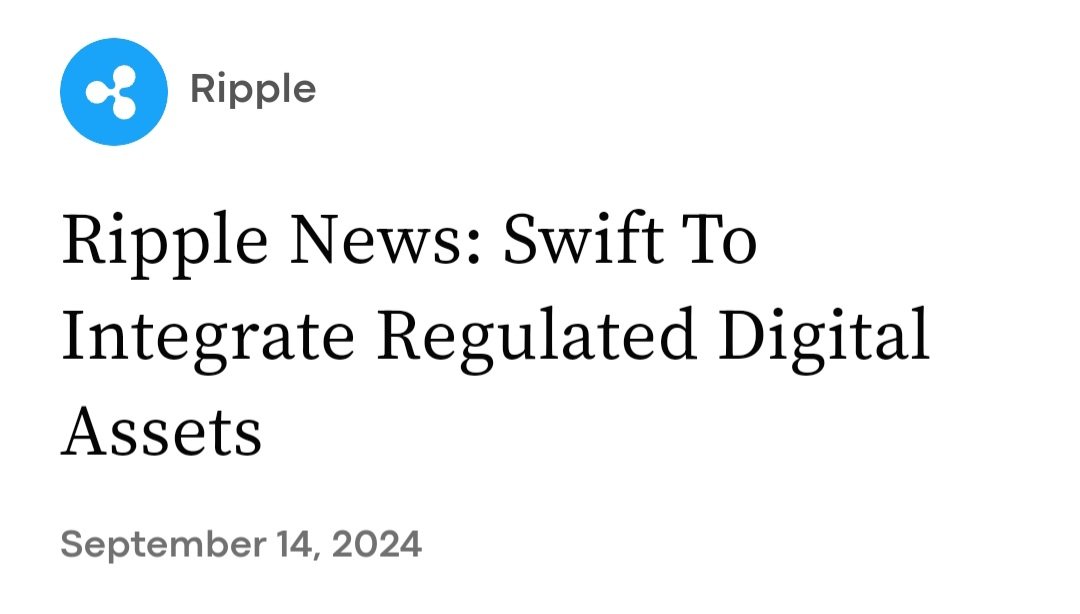 #SWIFT already confirmed its support for 'regulated' digital assets. Well, one asset that’s undeniably regulated is #XRP

Ignore the propaganda from the #SEC and corrupt U.S. regulators

Because the new system is already in motion, and adoption is happening faster than you think