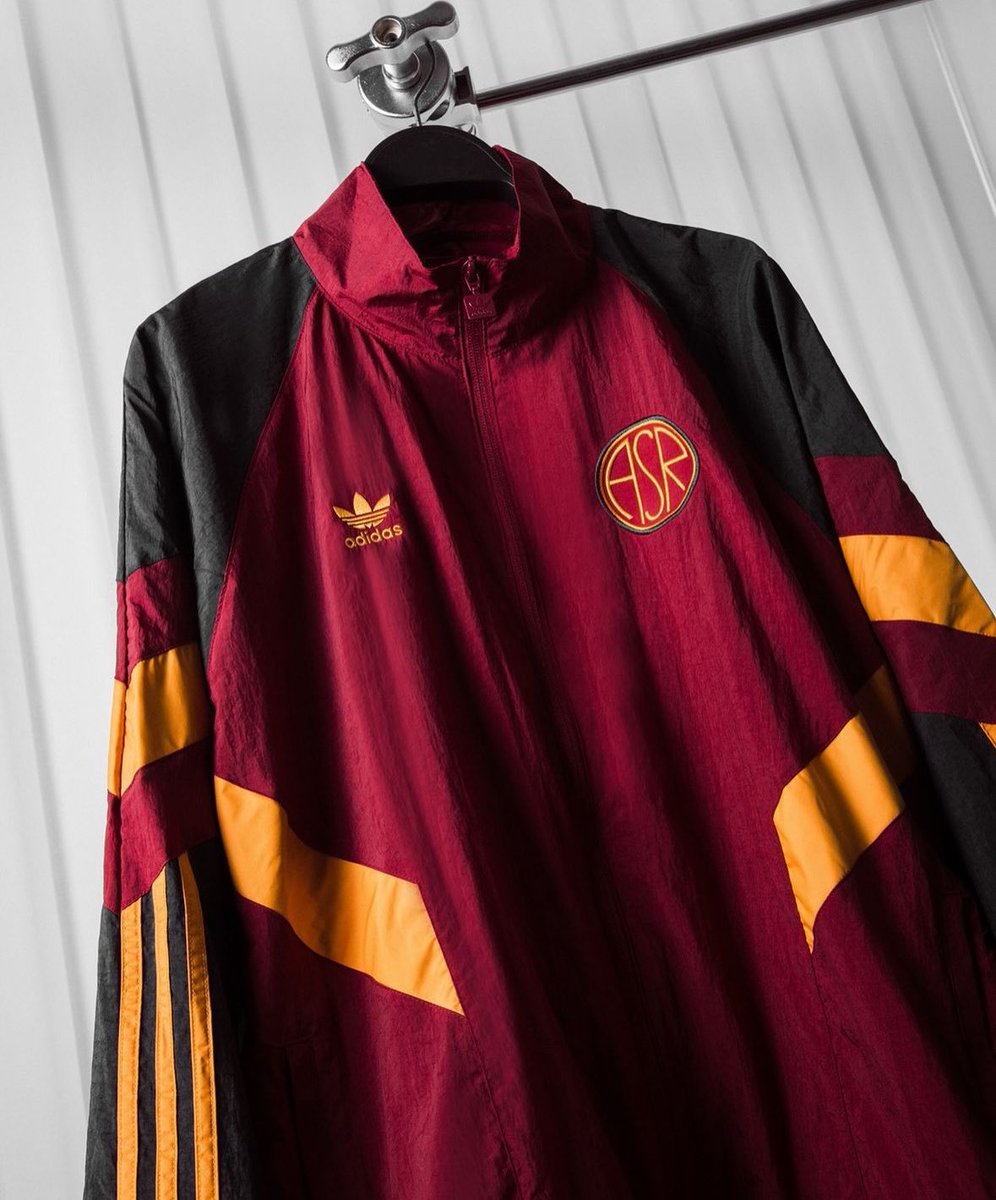 secretshirtco's tweet photo. AS Roma x Adidas originals collection is everything you’d expect and more. 🐺🔥 https://t.co/I3Kdv8TIF4