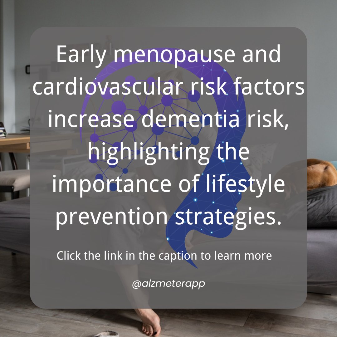 AlzMeterApp's tweet photo. Did you know early menopause and heart health could impact your brain?  Discover how lifestyle changes can reduce dementia risk and improve cognitive health. 

Read more here: https://t.co/o1q4mvHs7z

#BrainHealth #DementiaAwareness #HealthyAging #WomensHealth #MenopauseMatter https://t.co/Xg66fYlXXF