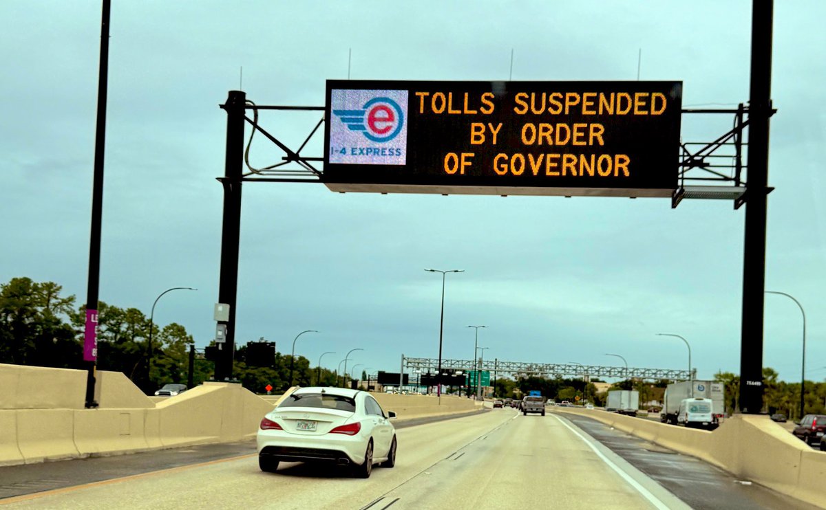 PerfectForcasts's tweet image. This cannot be real! Governor Desantis suspended tolls for this week!!!! I can not believe what I am seeing. I could get used to this -L