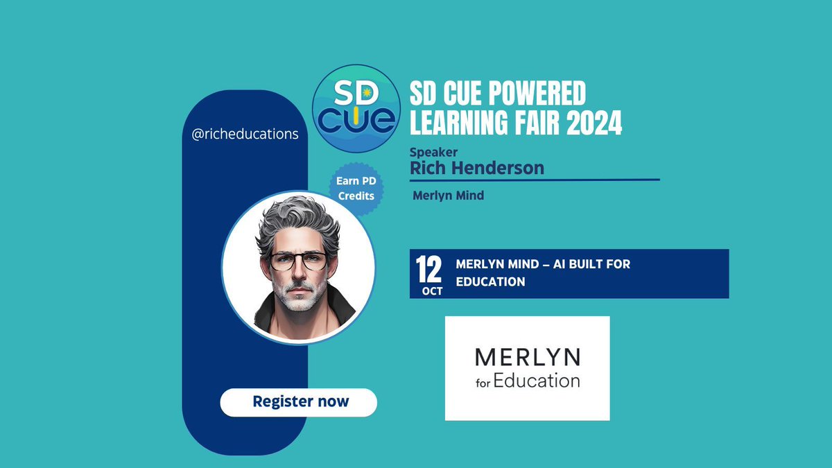 SanDiego_CUE's tweet image. .@richeducations from Merlyn Mind is speaking about safe, secure, and effective AI for education at the #SDCUE PL Fair! @CUEinc
Register today - bit.ly/sdcue24