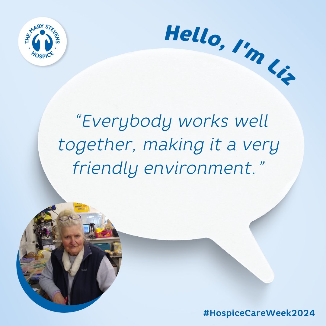 The Mary Stevens Hospice (@mshospice) on Twitter photo #HospiceCareWeek 🌿 Meet Liz, a proud volunteer at Mary Stevens Hospice Shop in Dudley. She loves contributing to crucial funds with a team that's warm and dedicated. Find more about <a href="/hospiceuk/">Hospice UK</a> 's Hospice Care Week here: hospiceuk.org/our-campaigns/…
💙
#HospiceCareWeek #Volunteering #HospiceCareWeek 🌿 Meet Liz, a proud volunteer at Mary Stevens Hospice Shop in Dudley. She loves contributing to crucial funds with a team that's warm and dedicated. Find more about <a href="/hospiceuk/">Hospice UK</a> 's Hospice Care Week here: hospiceuk.org/our-campaigns/…
💙
#HospiceCareWeek #Volunteering