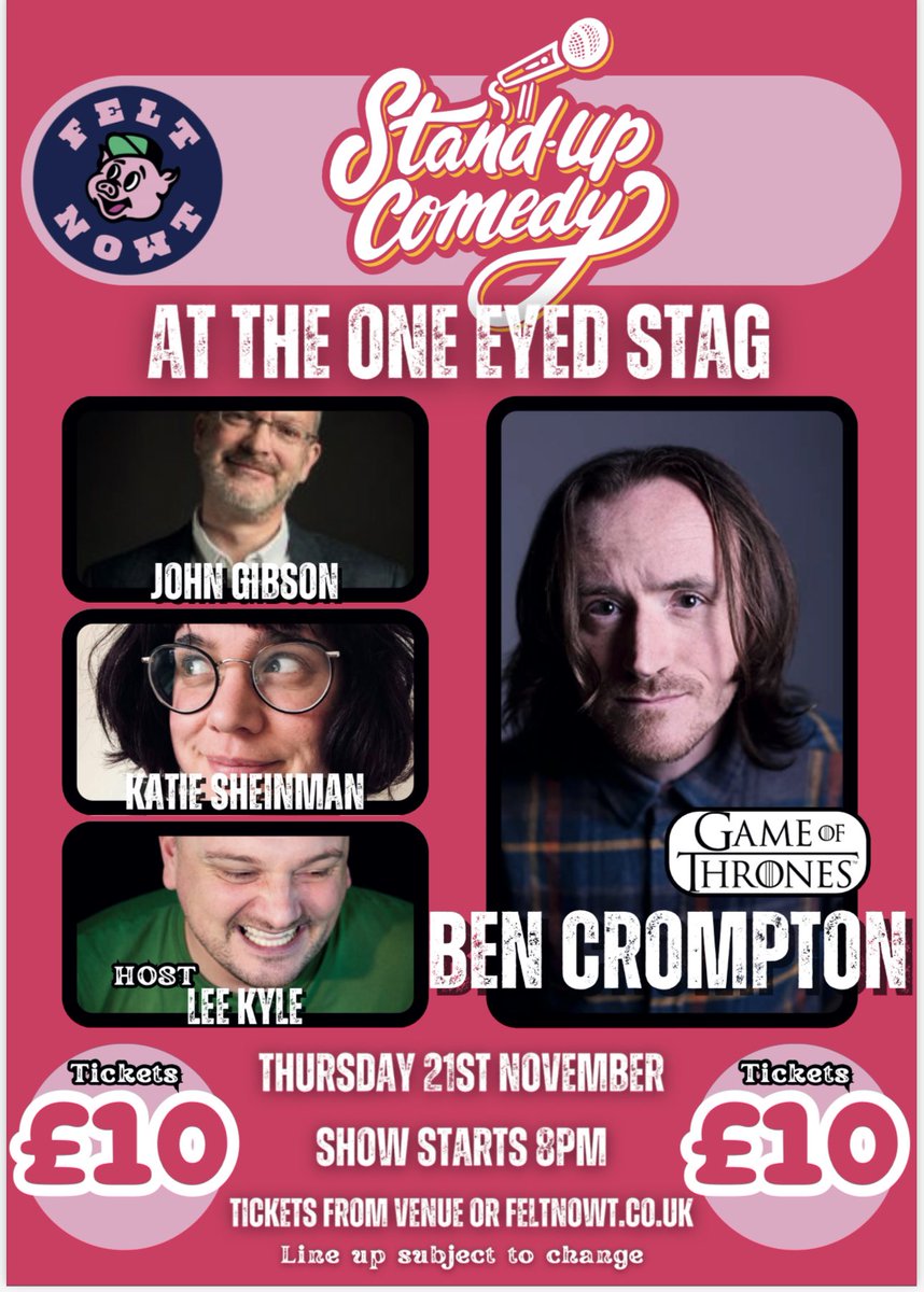 Our next Comedy Night Thursday 21st November! 🎭 Tickets available here: sales.feltnowt.co.uk/event/ev_47100…