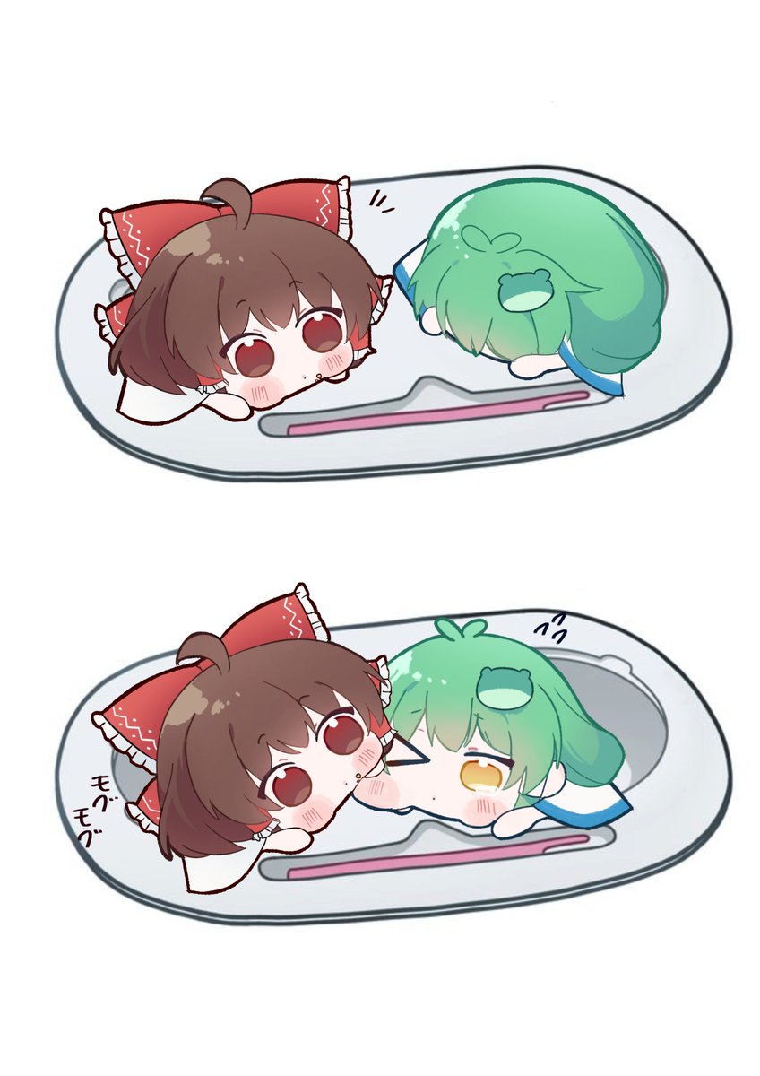ninzin_88hon's tweet photo. ちび霊夢とちび早苗 
#東方project #東風谷早苗　#博麗霊夢 https://t.co/mphs3EwhFP