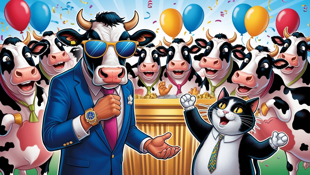 Real_Cows's tweet photo. ๐๐๐ Big moo-vement happening today!
Our fabulous cow squad is cheering on our favorite cat as it makes its exchange listing debut!
Letโs raise the barn and celebrate this milestone together! ๐๐พ
@Cats_telegram
#Cowsairdrop #CowPower #ExchangeListing #CheersToSuccess https://t.co/cTaxgpElu5