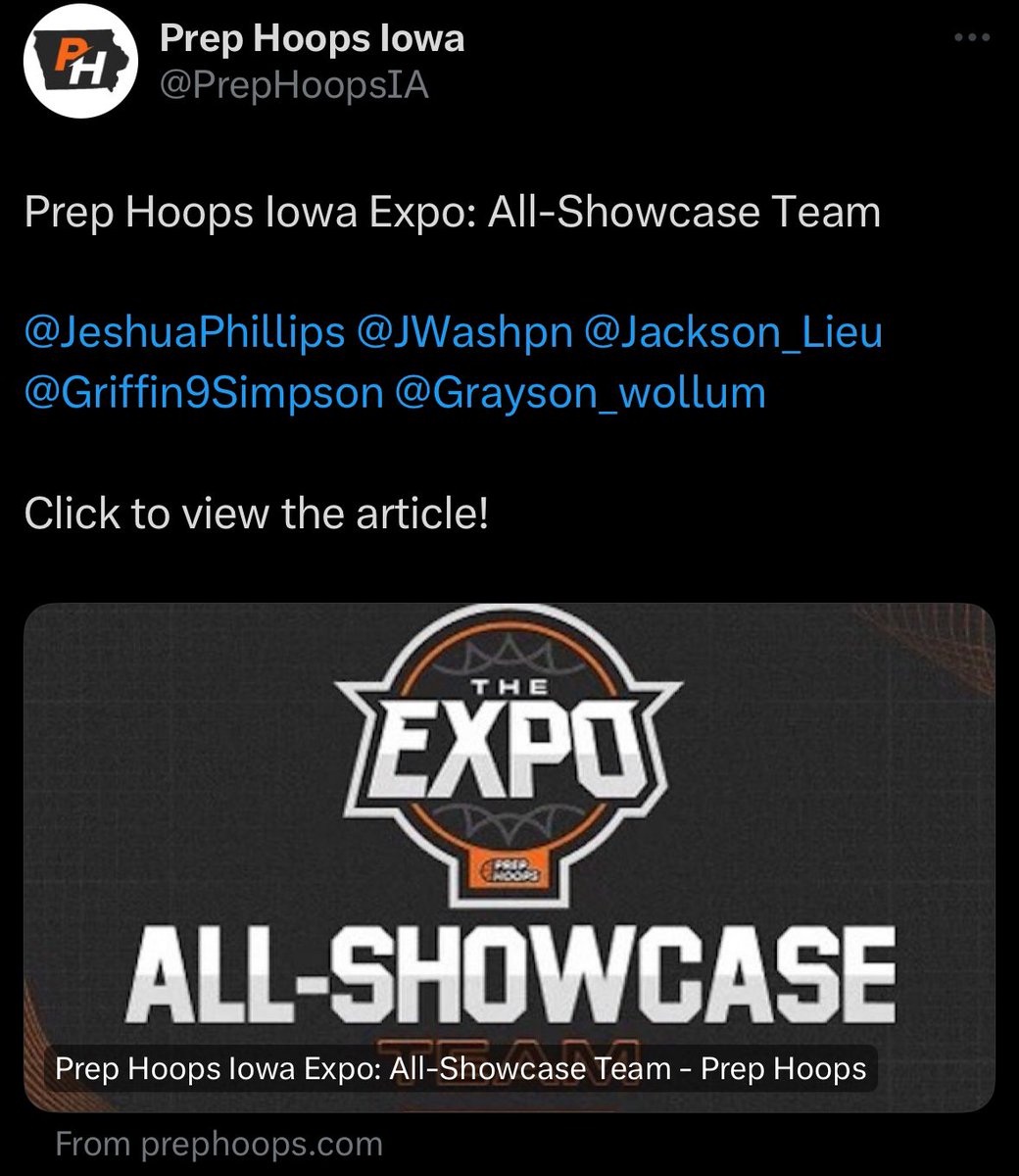 JeshuaPhillips's tweet photo. Had a great time at the @PrepHoopsIA @PrepHoops Expo! Thank you @tonysroe  for the write up. I was able to earn top performer and be apart of the All-Showcase team. https://t.co/MYotuD1sKZ